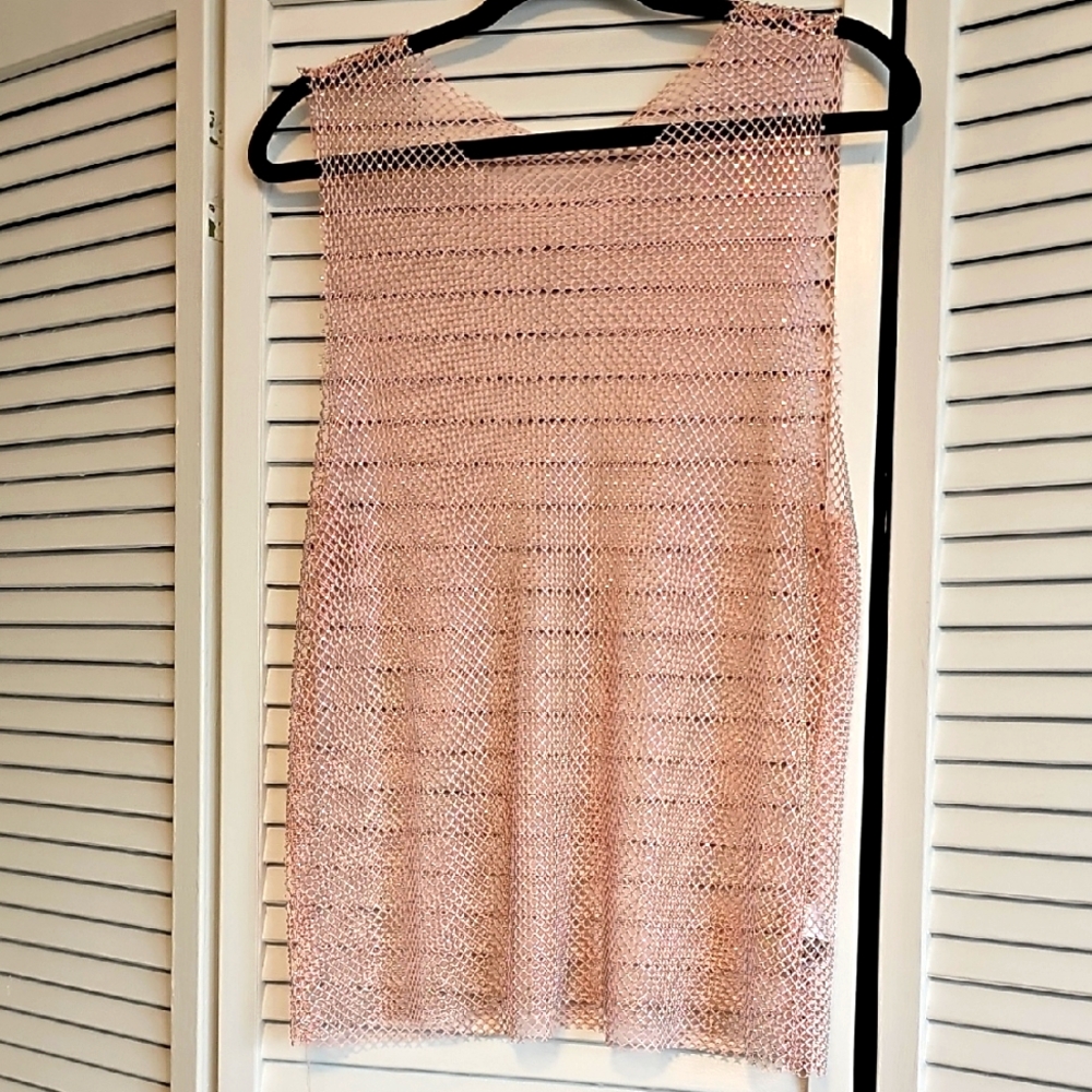 ⬇️💲NWOT | Pink Champagne Sleeveless Tank  Knit Beaded Top SIZE- XL